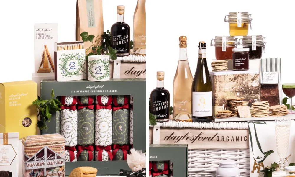 Daylesford organic christmas hamper with crackers