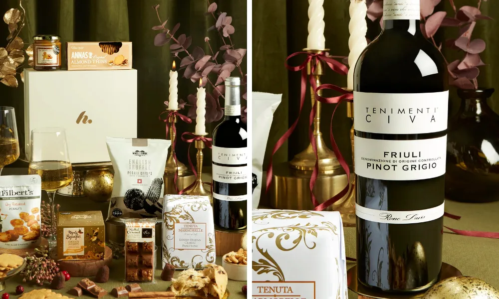 Let it snow Christmas hamper with white wine
