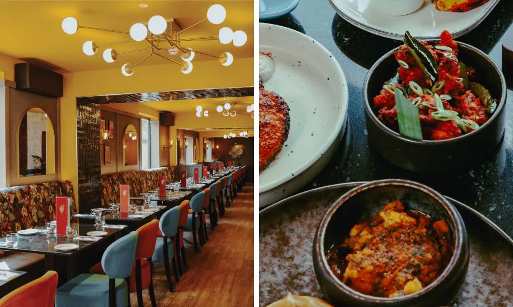 Interiors at Dastaan and Indian dishes