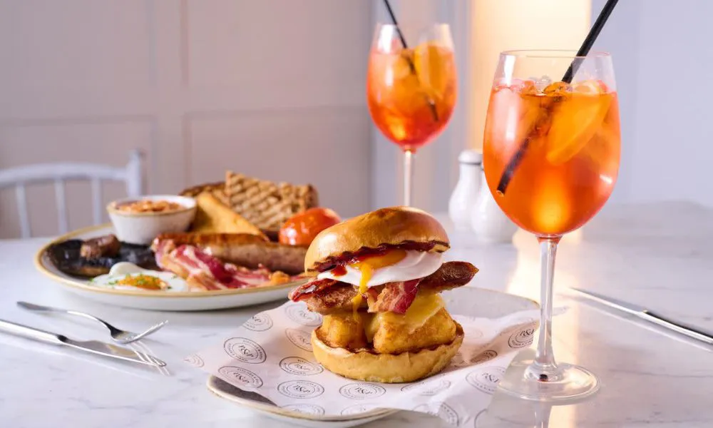 Brunch dishes and Aperol Spritz