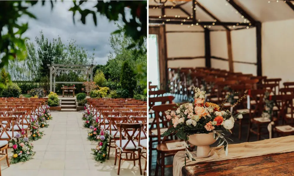 Garden ceremony and The Old Dairy Barn