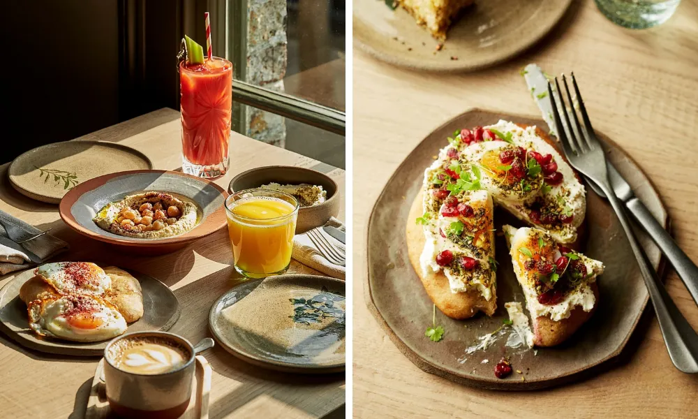 akub brunch with pitta loaded with pomegranate