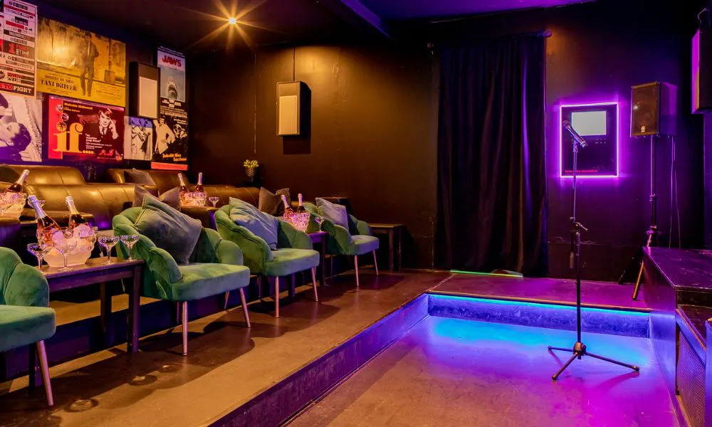 the karaoke room at The Exhibit in Balham