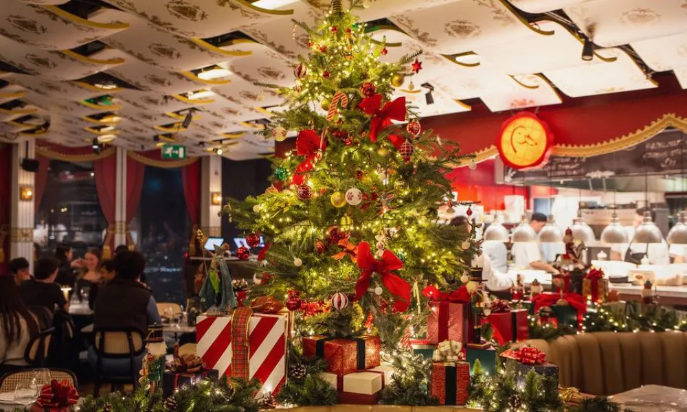 christmas tree at duck and waffle