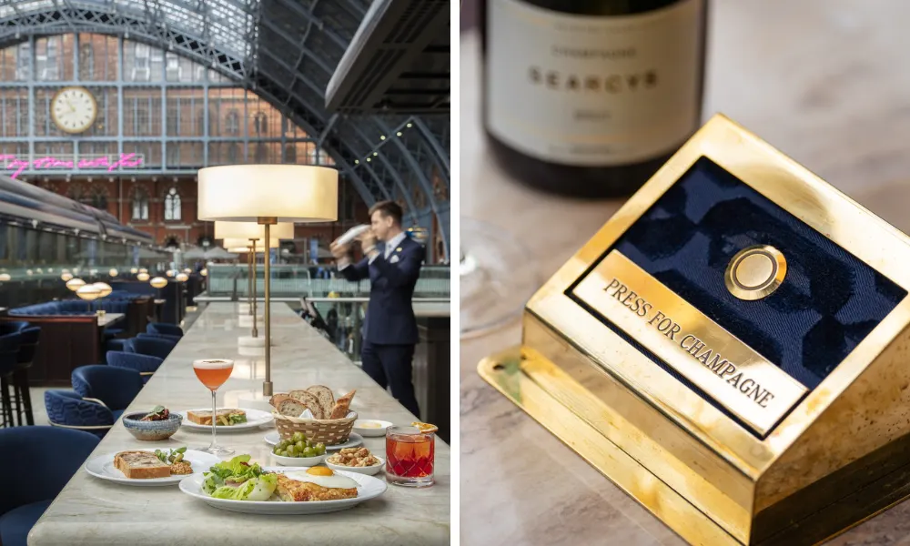 press for champagne button at st pancras brasserie