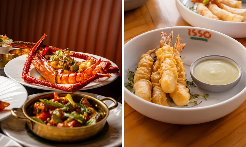 giant colossal prawn and standard prawn tempura