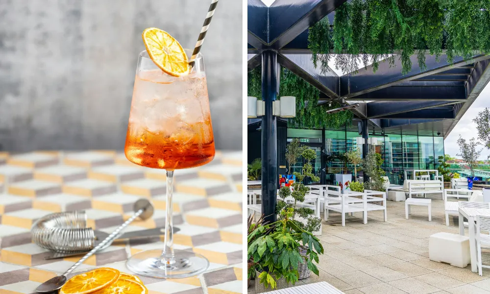 aperol spritz at sky bar nine in wembley