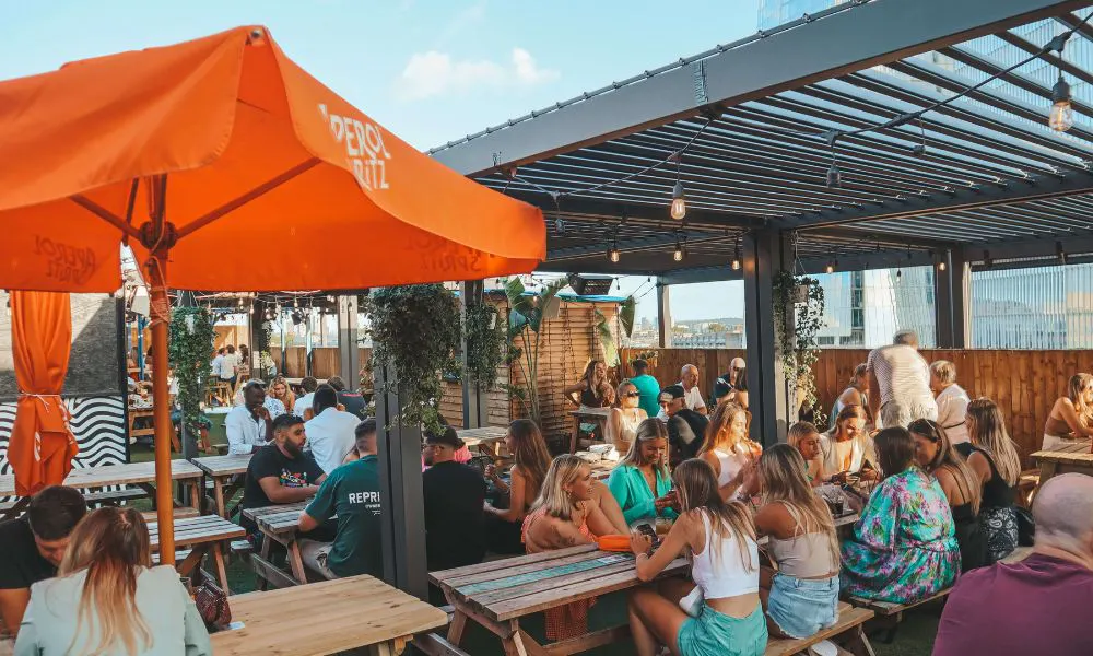 Rooftop bar in London Golden Hour