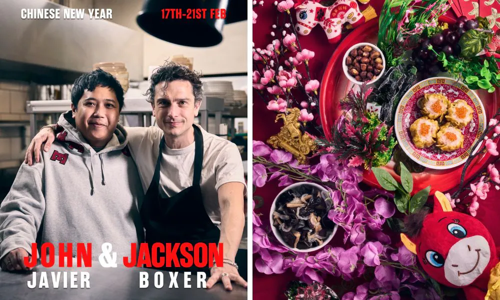 jackson bozer and john javiar collaborating with chinese new year siu mai and nuts