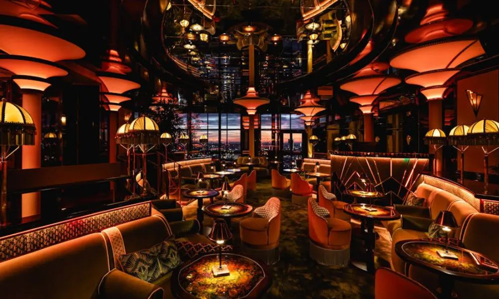 dark and moody restaurant dining room