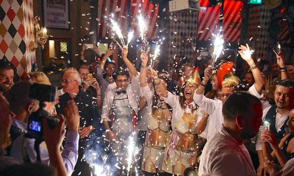 Sparklers and celebrations at Bunga Bunga
