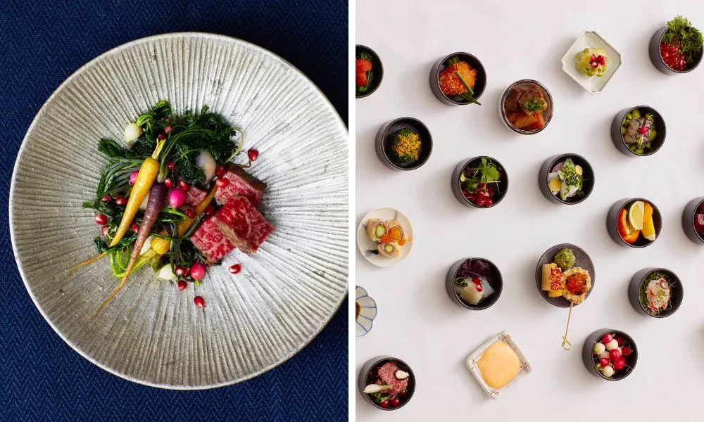 seasonal vegetable and wagyu at akira japan house