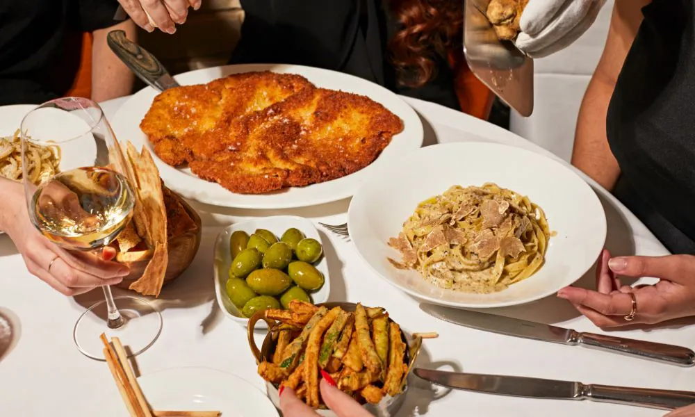 Italian dishes on table