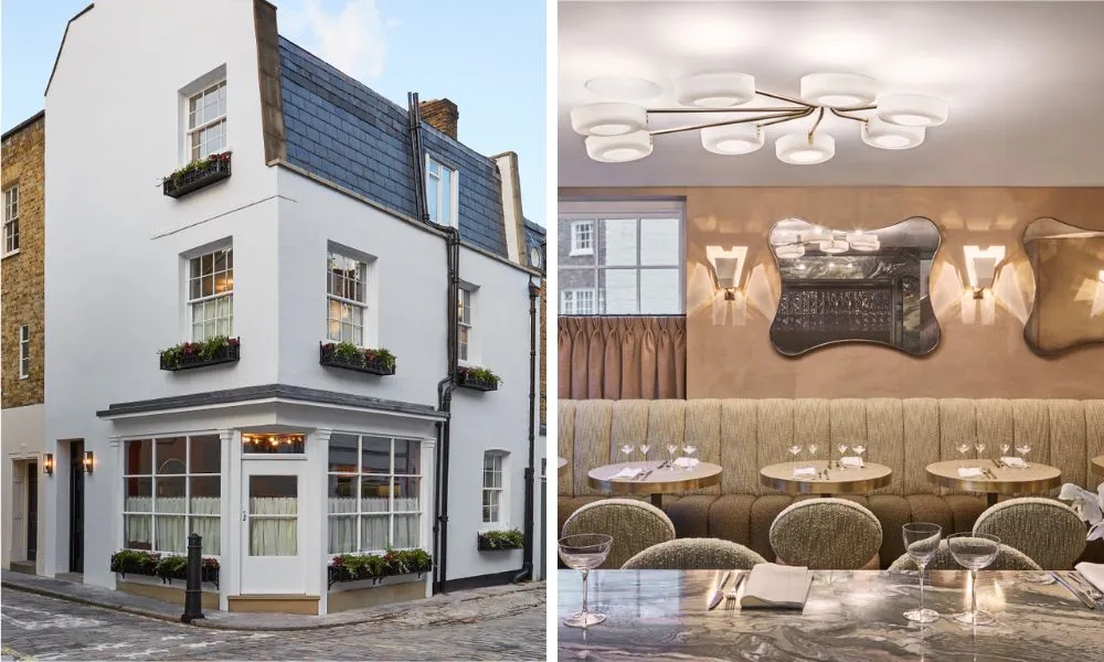 exterior of restaurant and luxury dining room