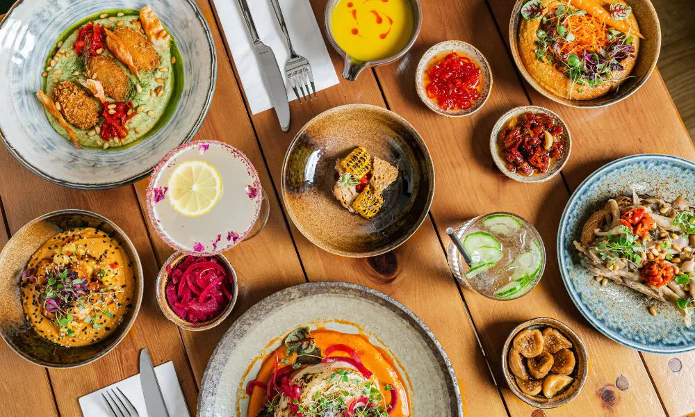 veggie dishes on table