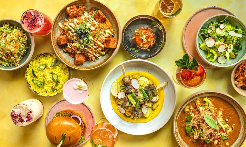 veggie dishes on table