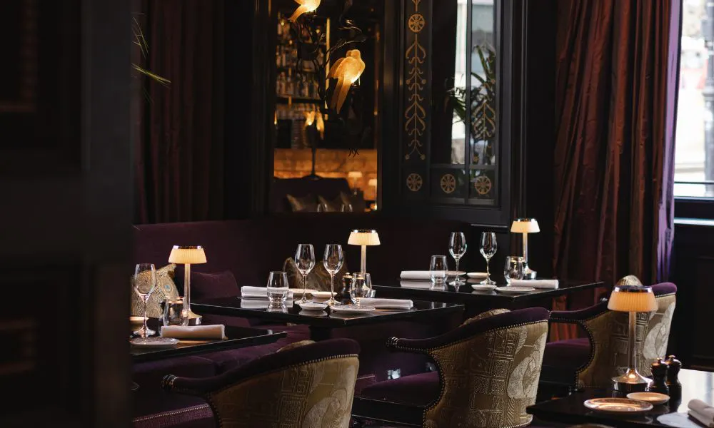 puple and gold restaurant in baroque style