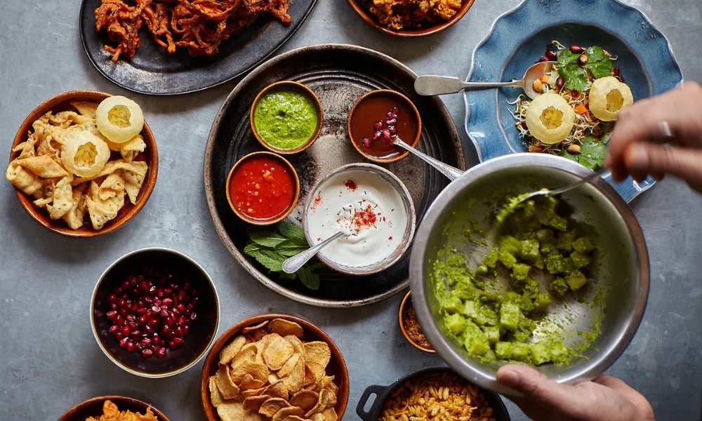 pani puri and indian dishes at cinnamon kitchen