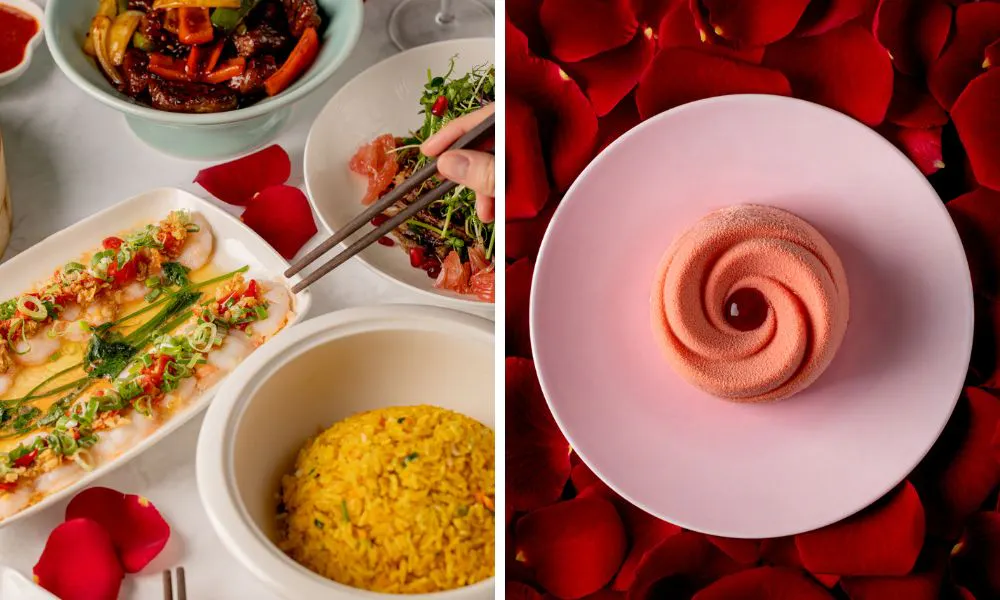crudo with yellow rice and valentines day dessert