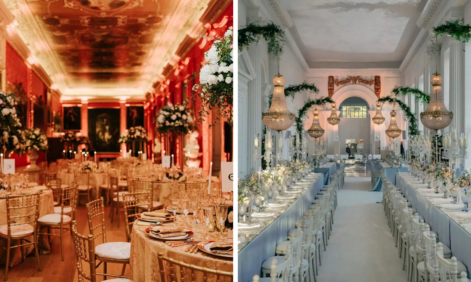 two dinner set ups at Kensingotn Palace
