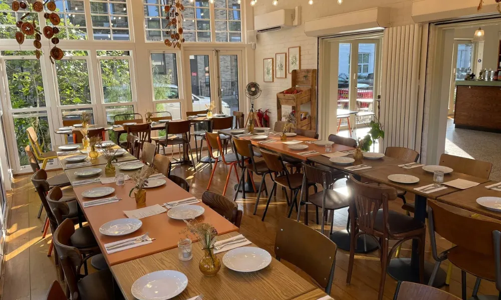 Cafe wedding breakfast set up