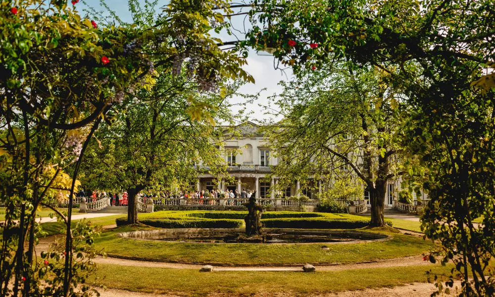 the grand exteriors of Grove House in Roehampton