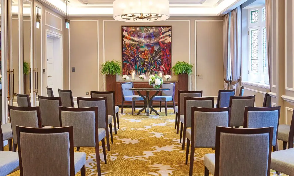 an intimate wedding ceremony set up at The Cadogan
