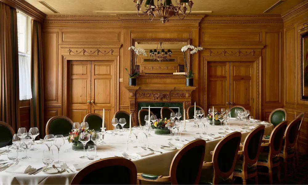sleek interiors, and a wedding breakfast set up at The Milestone