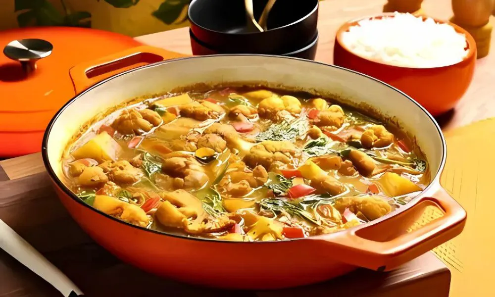 Le creuset pot with cauliflower stew
