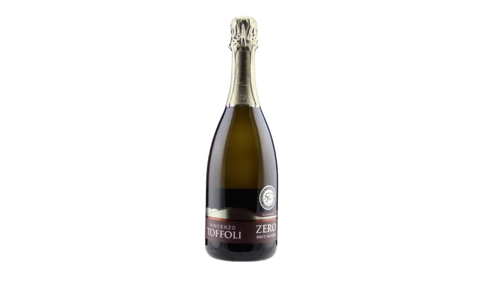 best affordable value prosecco toffolo bottle with blank background