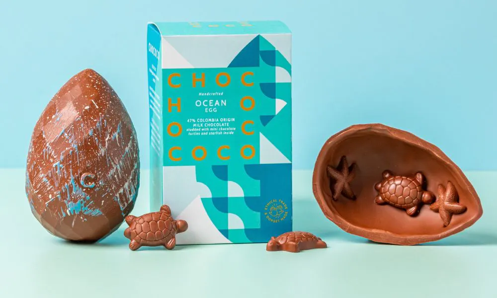 Ocean themed easter egg with chocolate turtles