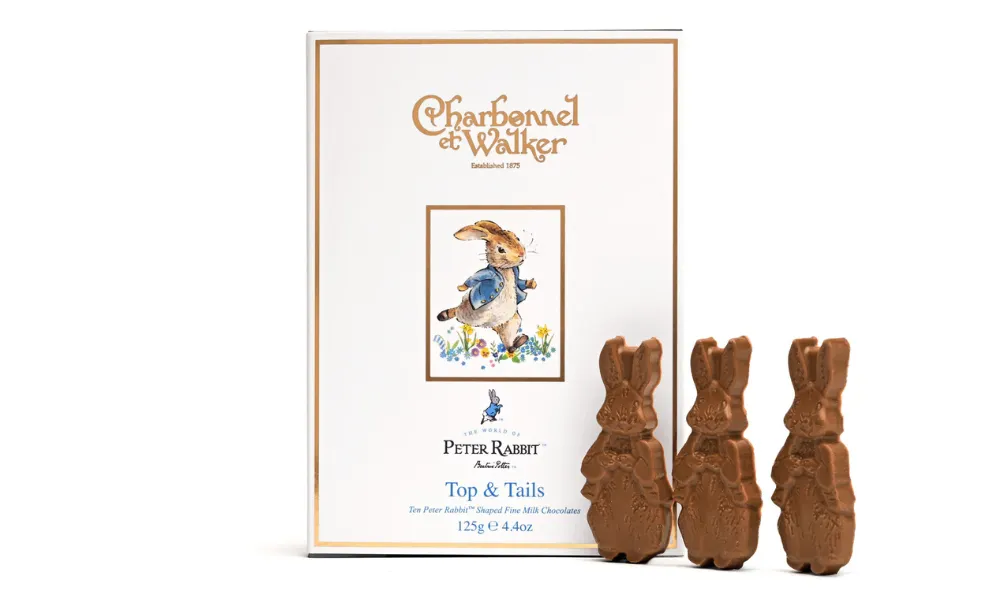 Book box with three chocolate bunnies