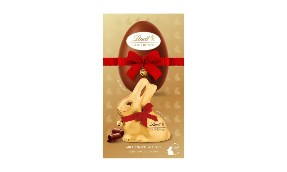Lindt egg with foil wrapped easter bunny