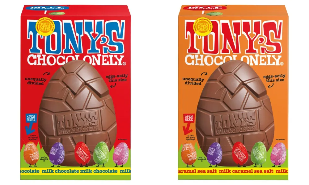 two boxes with pictures of easter eggs