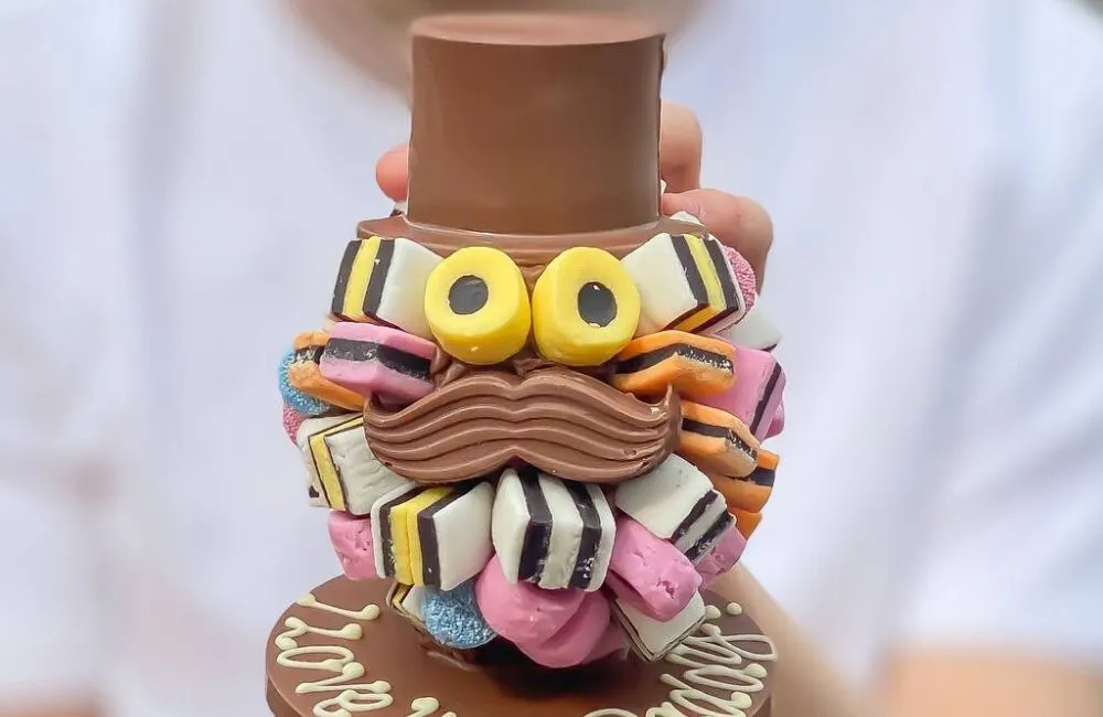 Chocolate head with liquorice as the features