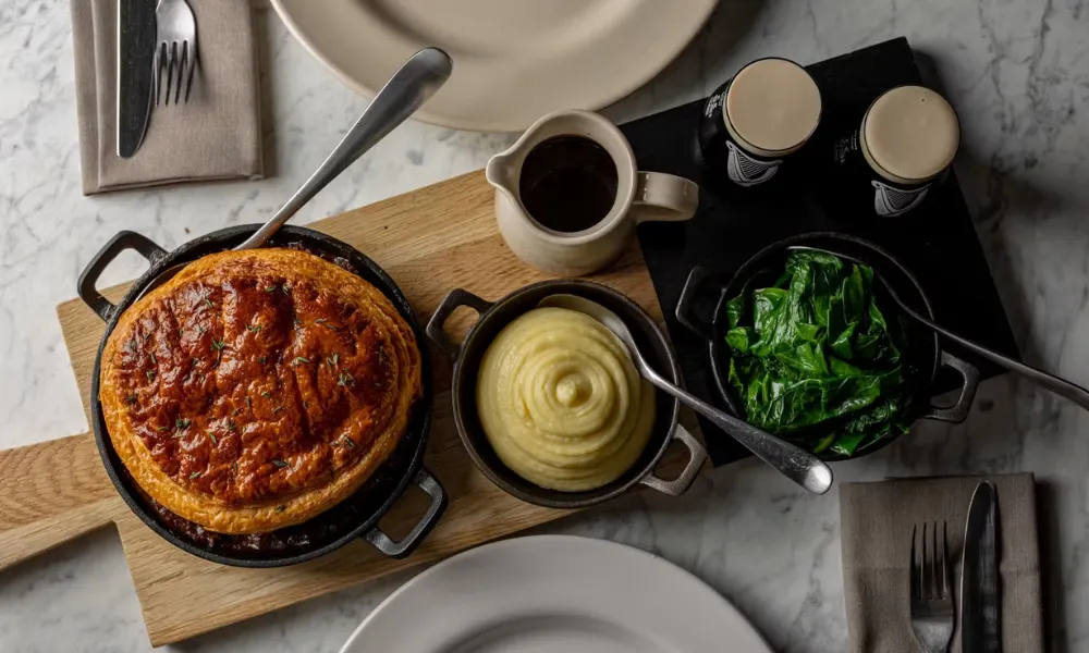 massive sharing pie for two with mash and gravy