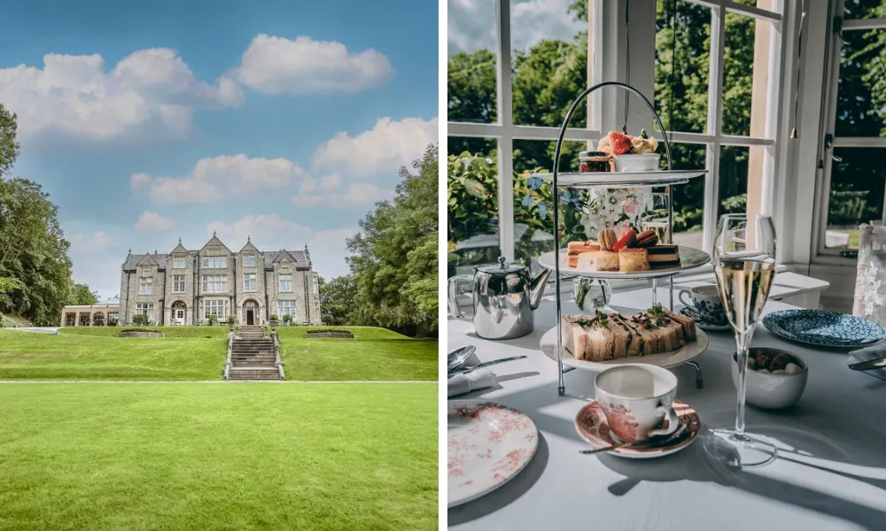 Afternoon tea accompanied by a glass of champagne