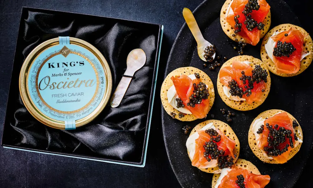 m&S Christmas caviar with salmon