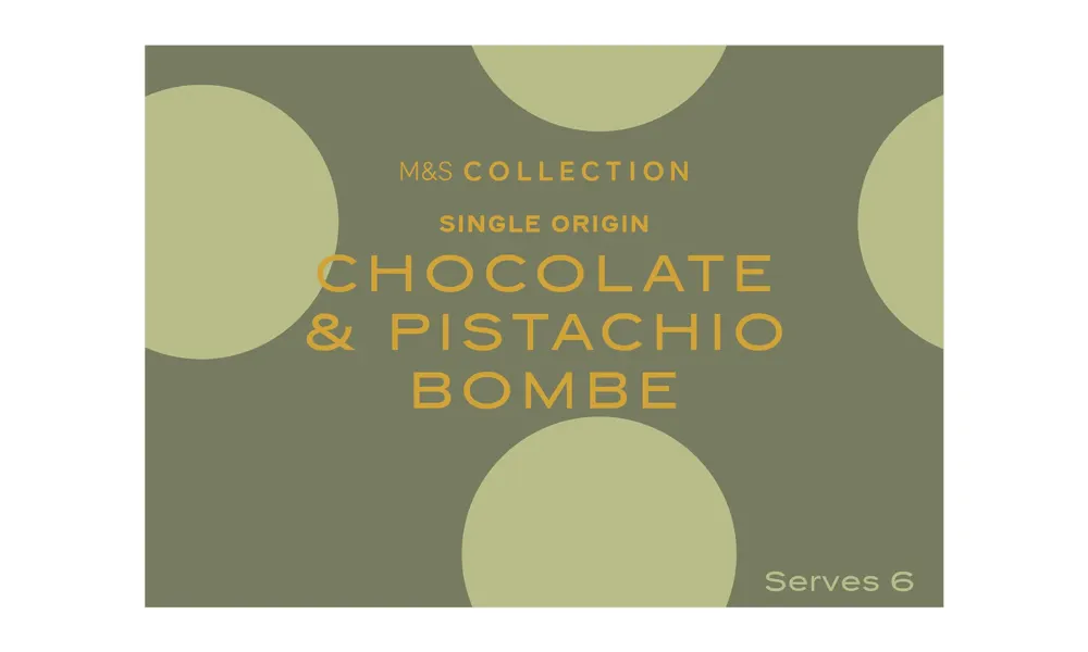 M&S Christmas chocolate pistachio bombe packaging
