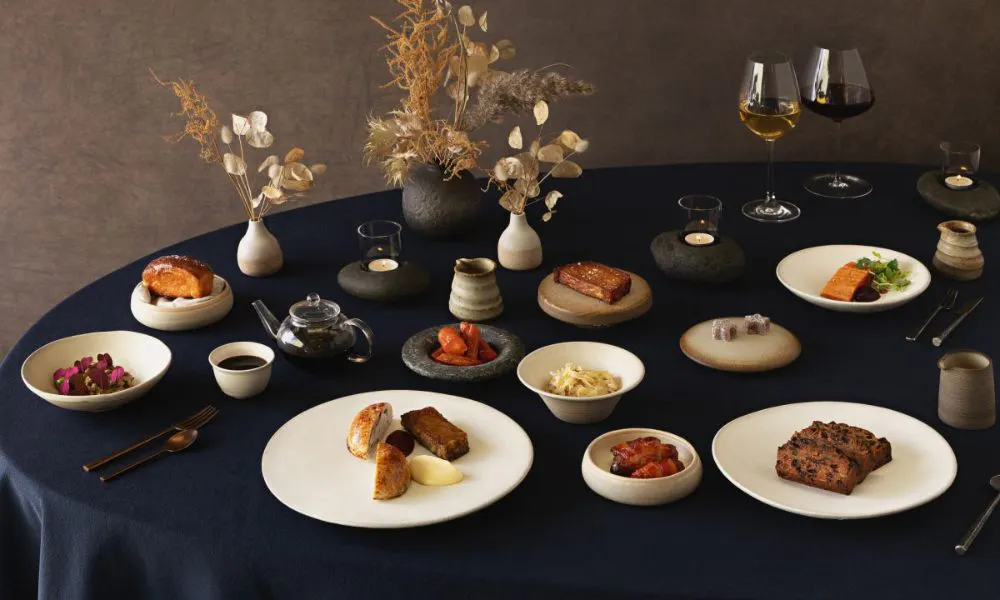 simon rogan christmas spread on table