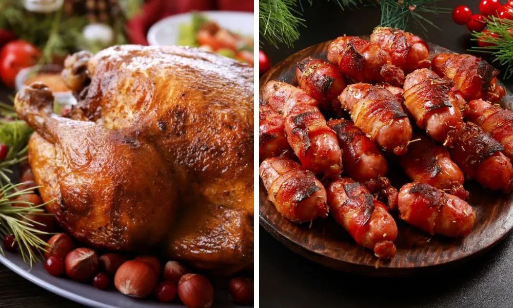 turkey breast joint and pigs in blankets