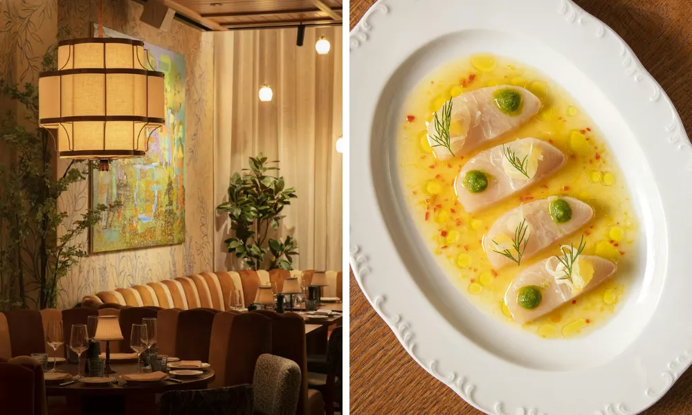 dining room and cured fish at LAVO