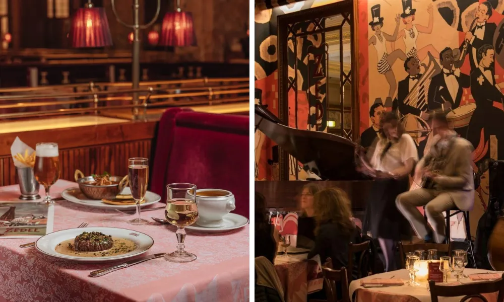 steak at brasserie zedel with live band 