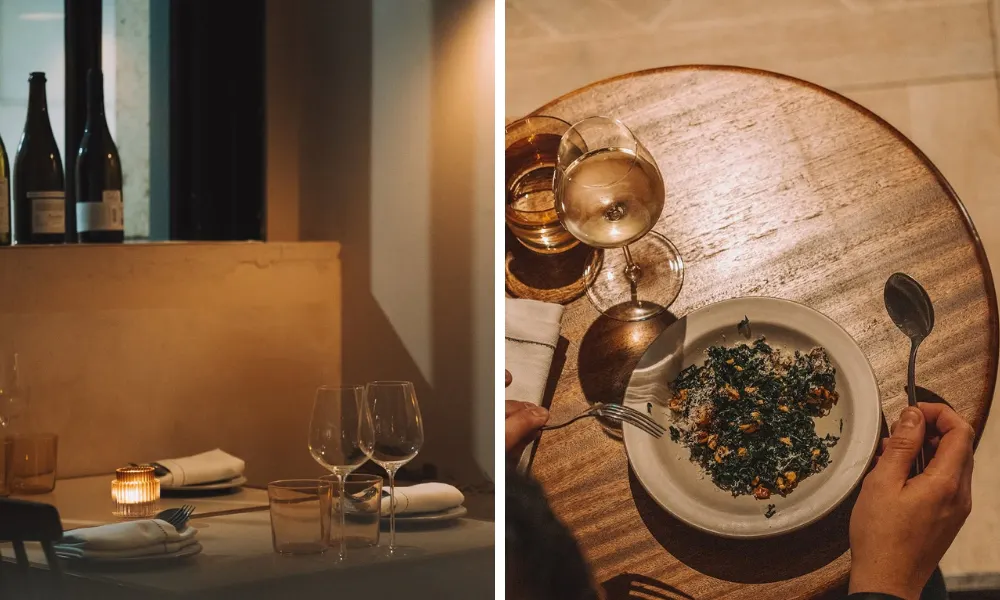 Wine bar interiors with glasses of wine 