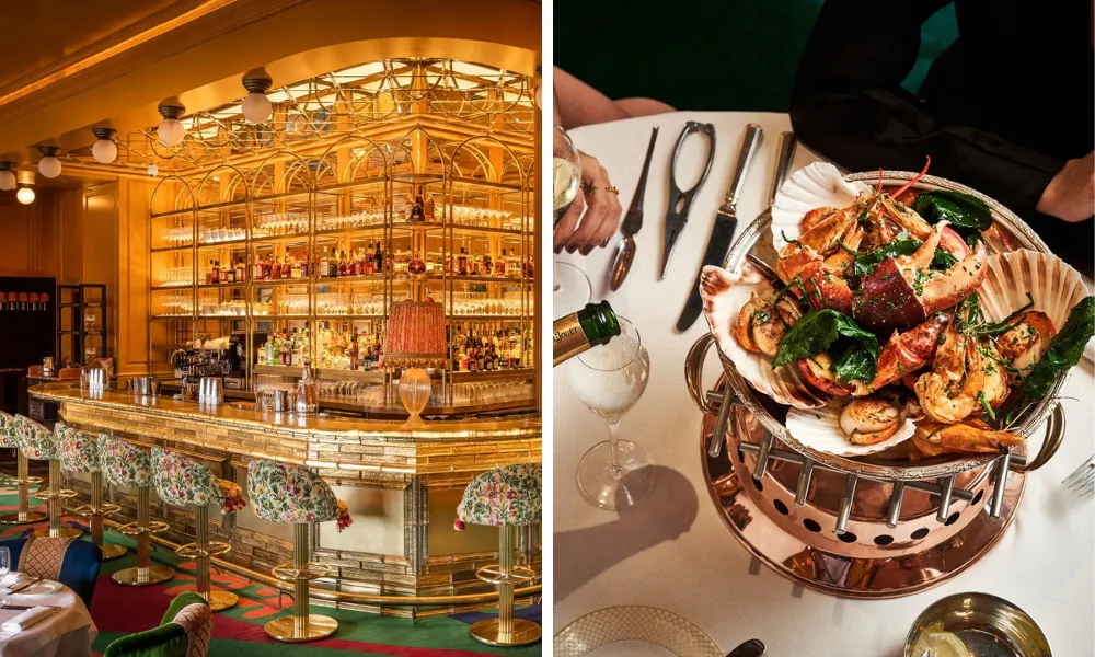 Seafood tower and golden bar at Scott's Richmond
