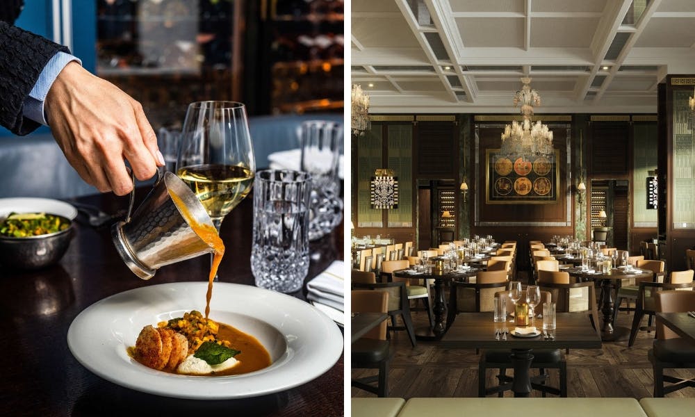 Interior of an Indian restaurant with painting