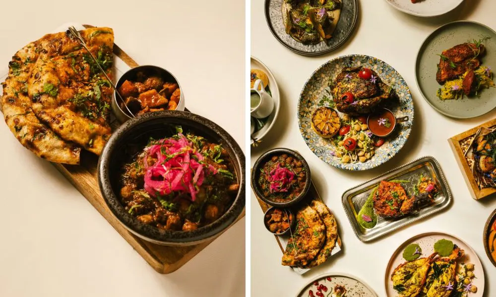 a selection of Indian small plates on a table