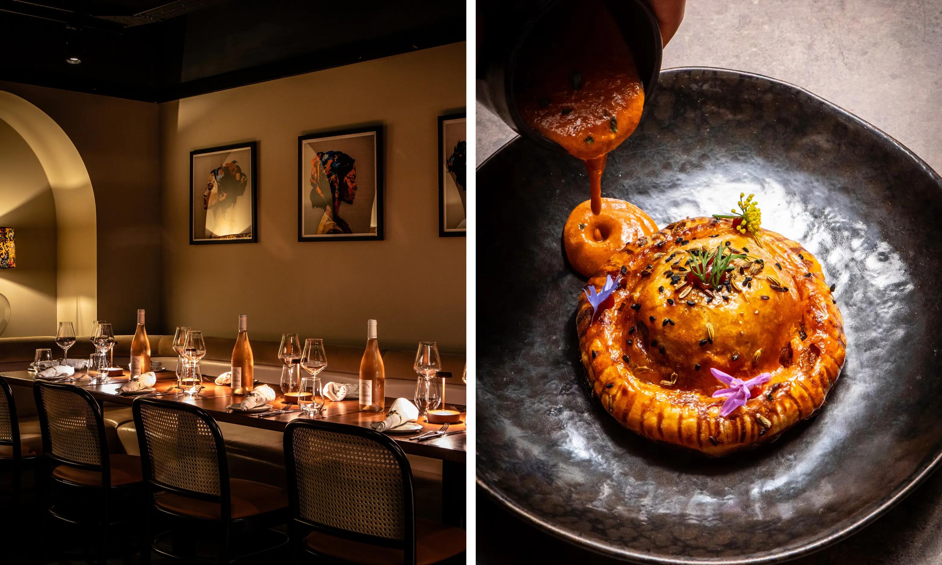 restaurant private dining room and chicken tikka pie