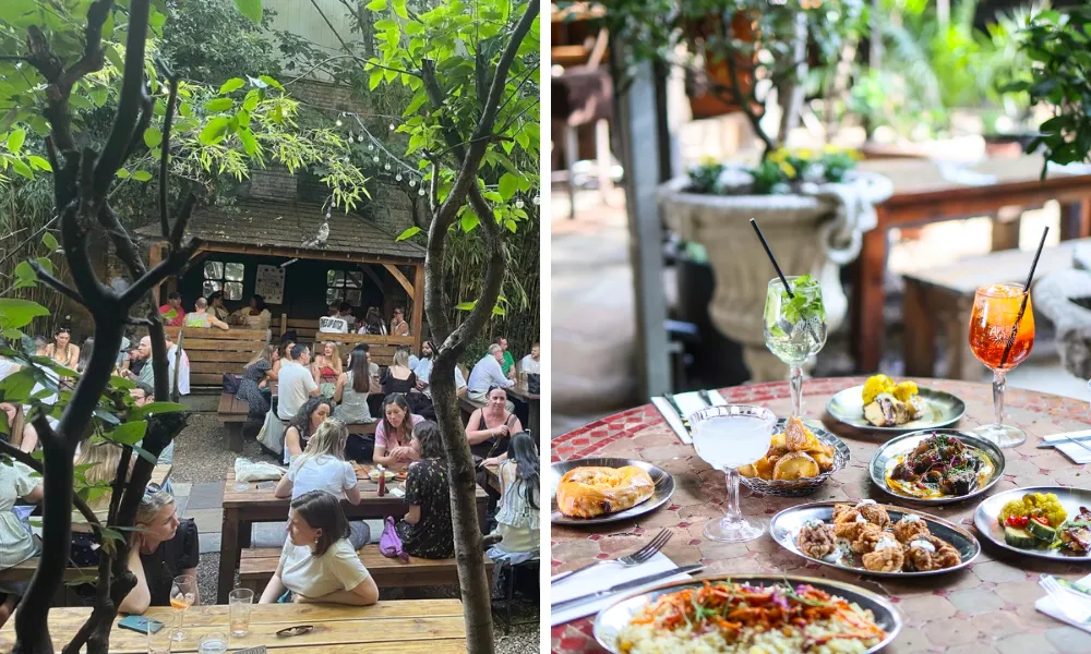 Barbecue and naan breads with shot of beer garden