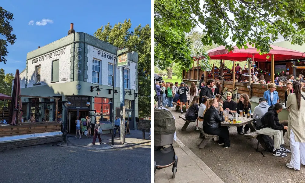 beer garden at pub on the park